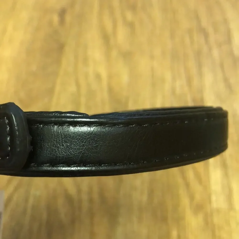 Martha Stewart Black and Silver Leather Buckle Dog Collar Size 16